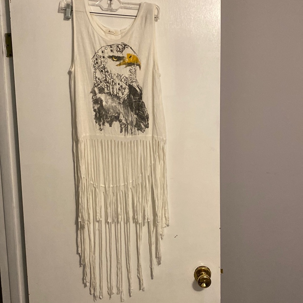 Black Brad Women’s White Fringe Eagle Graphic Tank